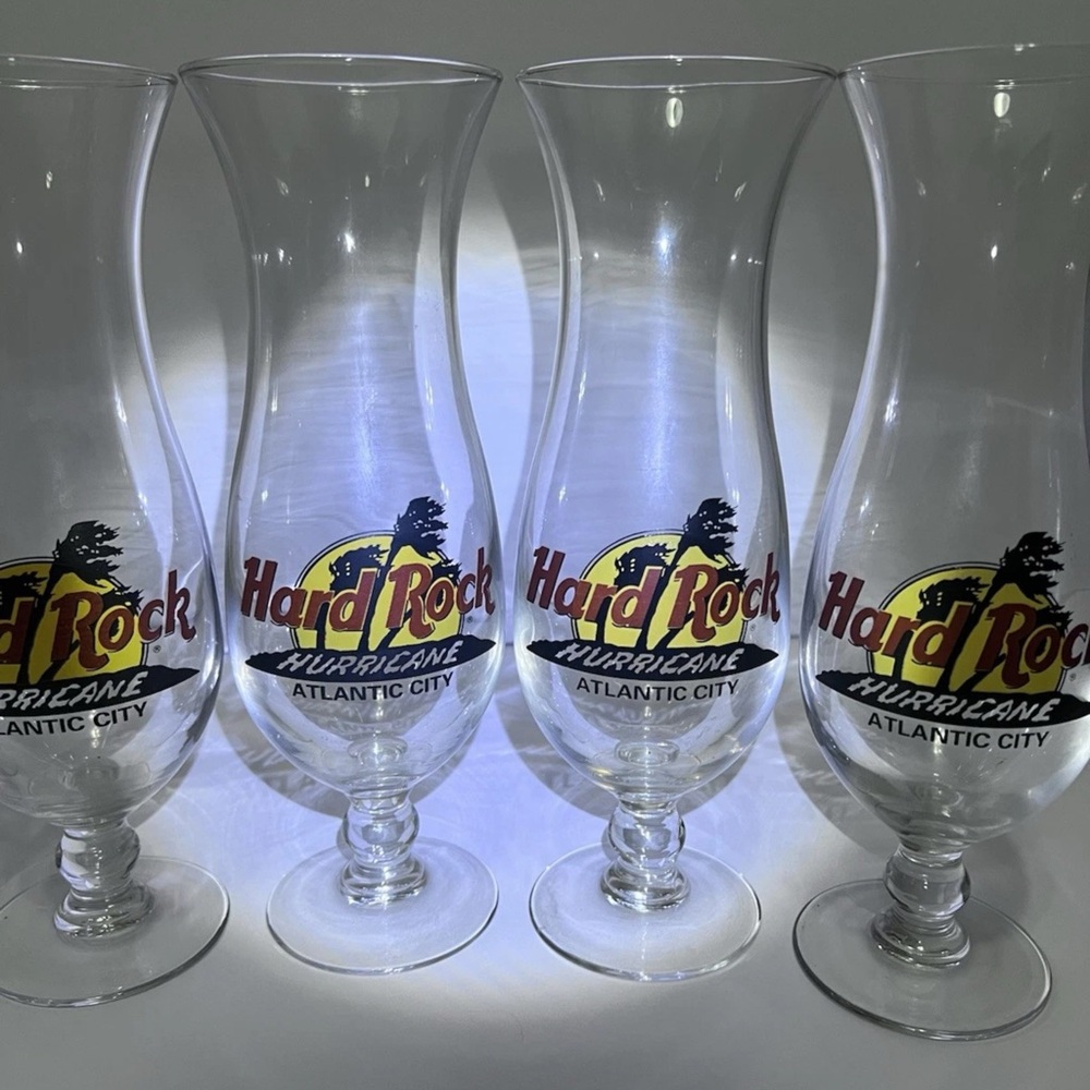 Atlantic City Hard Rock Cafe Hurricane Glass Set of 5